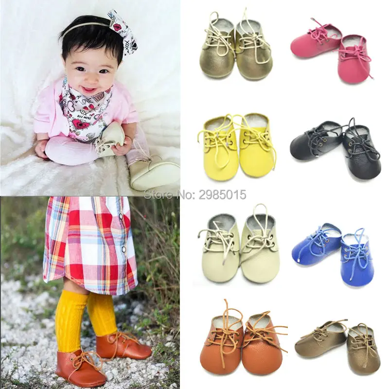 

High Quality Genuine Leather Baby Oxford Shoes Baby Moccasins Soft Sole Shoes Baby Toddler Lace-up Baby Shoes First Walker