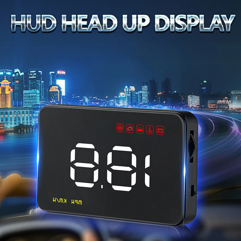 

Head Up Display Car HUD OBD Connector Windshield Projector Self-adaptive hud coche auto speedometer Safety alarm Warning