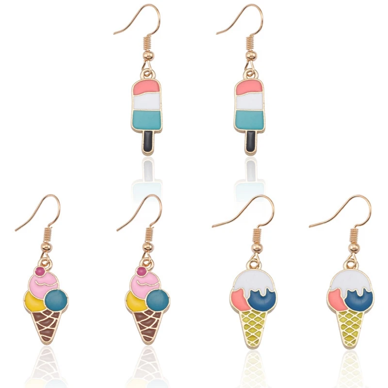 

2PCs/pair Summer Ice cream Earrings Ladies Drop Earring Jewelry Creative Earrings for Women Girl Gift