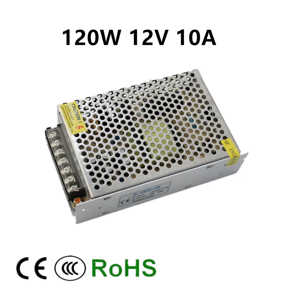 

12V 10A 120W Switching power supply Driver For LED Light Strip Display AC100-240V Factory Supplier free shipping