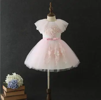 

2019 New Baby Girls Fairy Sequined Floral Mesh Dresses, Princess Kids Sweet Flower Clothing 7 pcs/lot,Wholesale