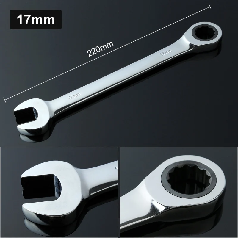 17mm Flexible Gear Ratchet Wrench Keys Geared Spanner Set of Keys Open