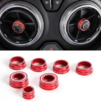 

Red/Blue/Silver Metal 7PCS Interior AC Air Grille Adjustment Button Cover Trim For 2016 2017 Chevrolet Camaro