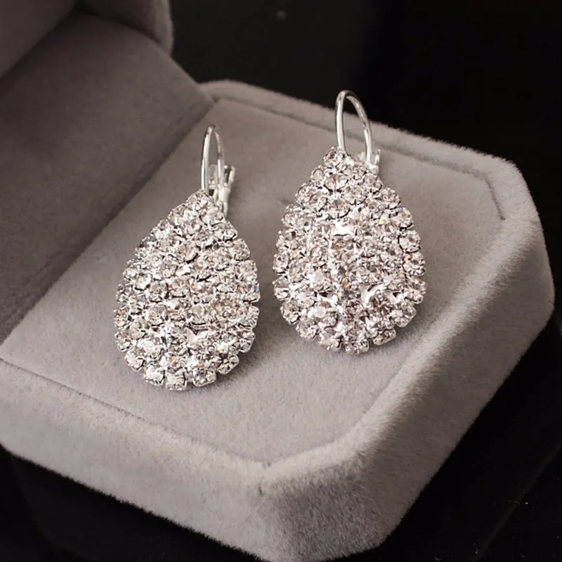 

2019 long fashion jewelry drop wedding earrings for brides popular rhinestone dress bald pates natural stone women earings