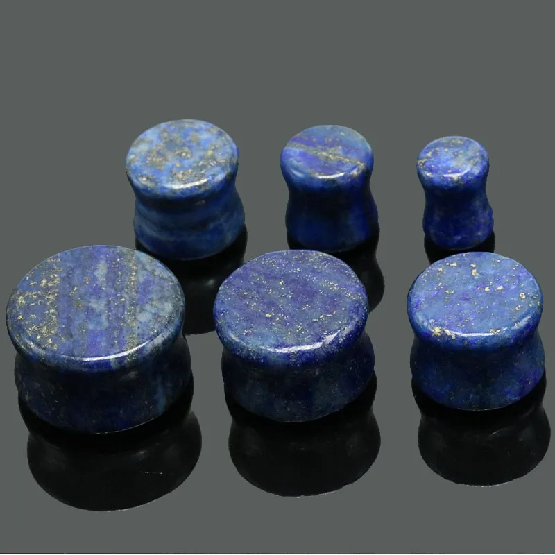 1 пара синий камень лазурит беруши и расширитель для туннелей пирсинг телесный Туннель Носилки ювелирные изделия для тела