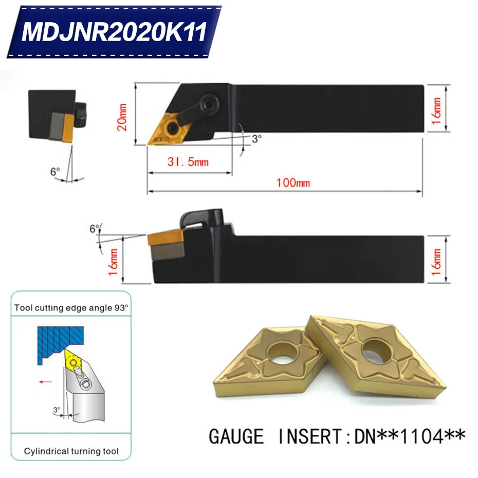 MDJNR2020K11 93 градусов Внешний токарный станок бар держатель инструмента для DNMG110404 DNMG110408 используется на токарном станке с ЧПУ