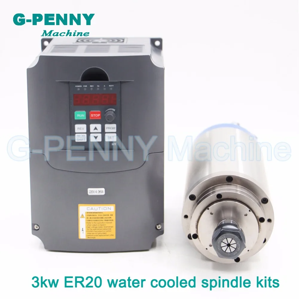 

CNC Stone working 220V ER20 3.0kw CNC Water Cooled Spindle Motor 3kw engraving water-cooled spindle& 4kw VFD / Variable Inverter