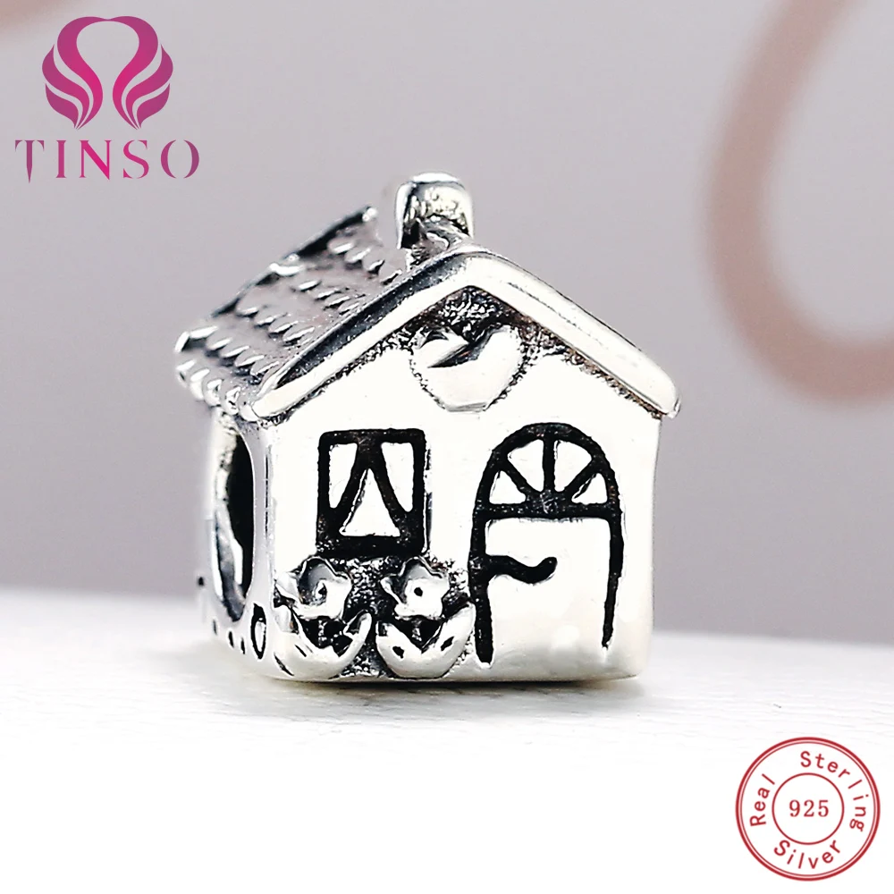 

100% Authentic 925 Sterling Silver Lovely House Beads Fit Charms Pandora Bracelets DIY Original Silver for Beads Jewelry Making