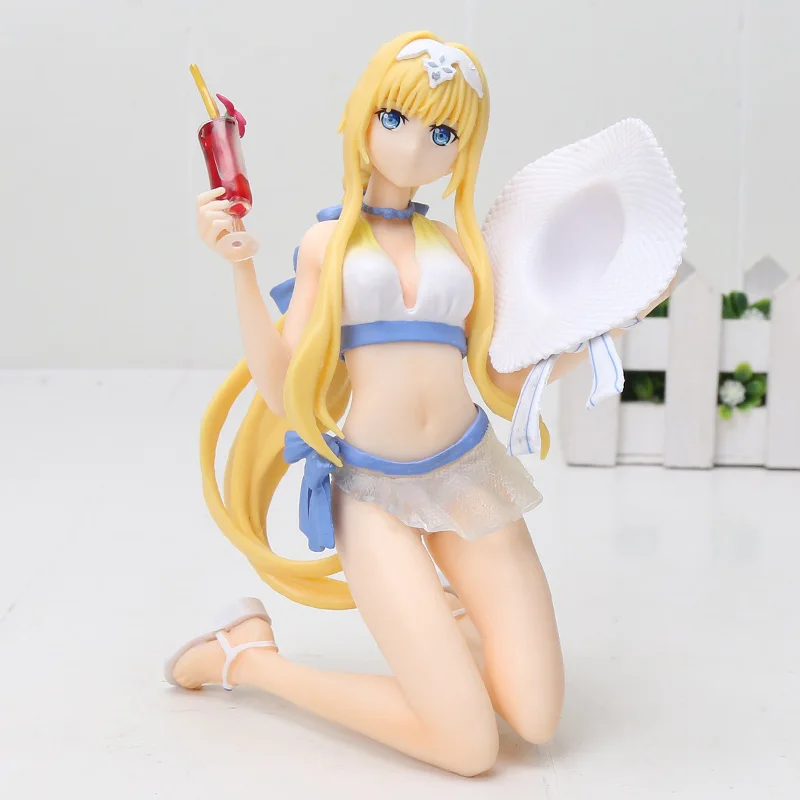 EXQ фигурка аниме Sword Art Online Yuuki Asuna Kirigaya Kazuto SAO Kirito купальник Ver. hot Girl ПВХ фигурка игрушка - Цвет: bag 14989 14cm