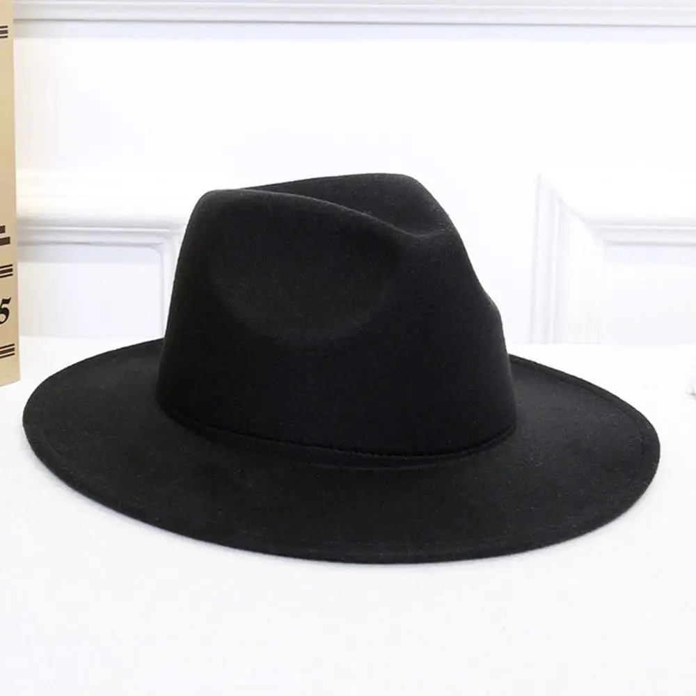 

1PC Fashion Men Women Sun Hat Wide Cap Brim Floppy Hat Autumn Winter Cowboy Wool Felt Cap For Daily Life