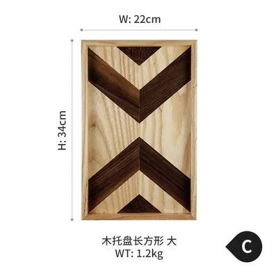 Прямоугольный декоративный деревянный поднос, соединенный натуральным грецким орехом и ясенью очень большого размера(13," x 13,4" - Цвет: C