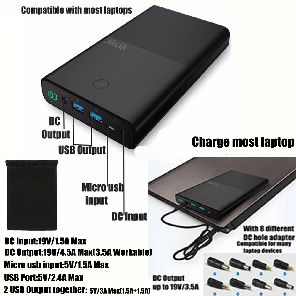 Vinsic Notebook Power Bank 30000mah 30000 mah Powerbank for Laptop