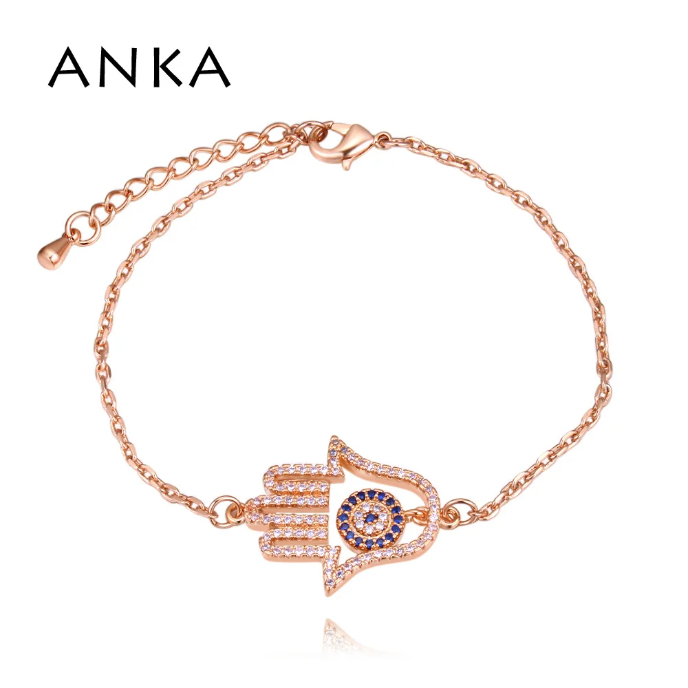 

ANKA New Simple Designer Turkish Evil Eye Bracelet Pave Cubic Zirconia Blue Eye Gold Color Bracelets for Women Jewelry #132399