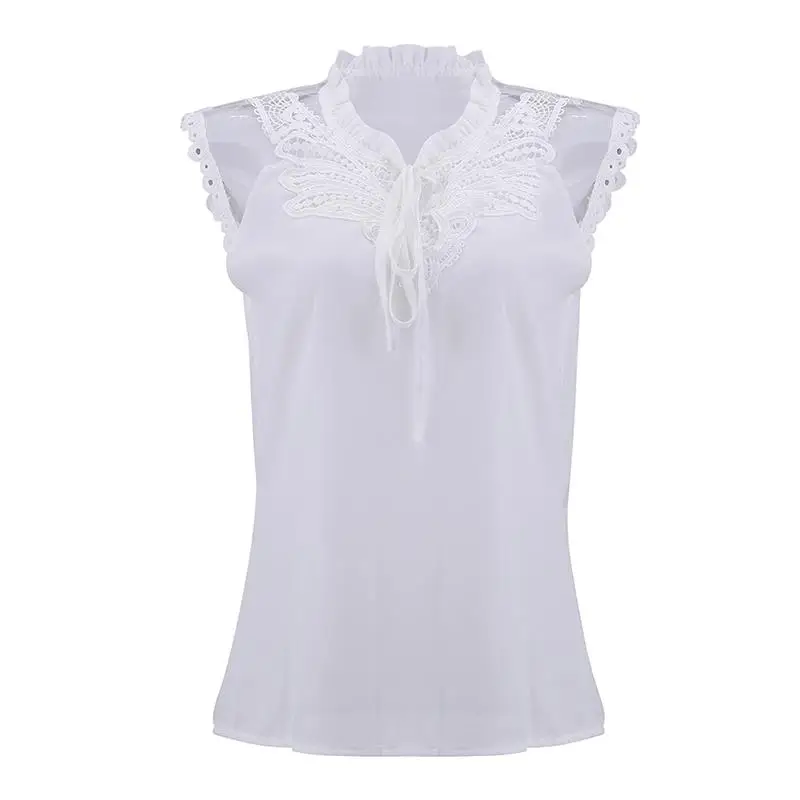 Повседневная Женская рубашка, блузы, сетчатые кружевные лоскутные женские топы, v-образный вырез, одноцветные винтажные рубашки для женщин, летняя блузка, Blusas WS8715M
