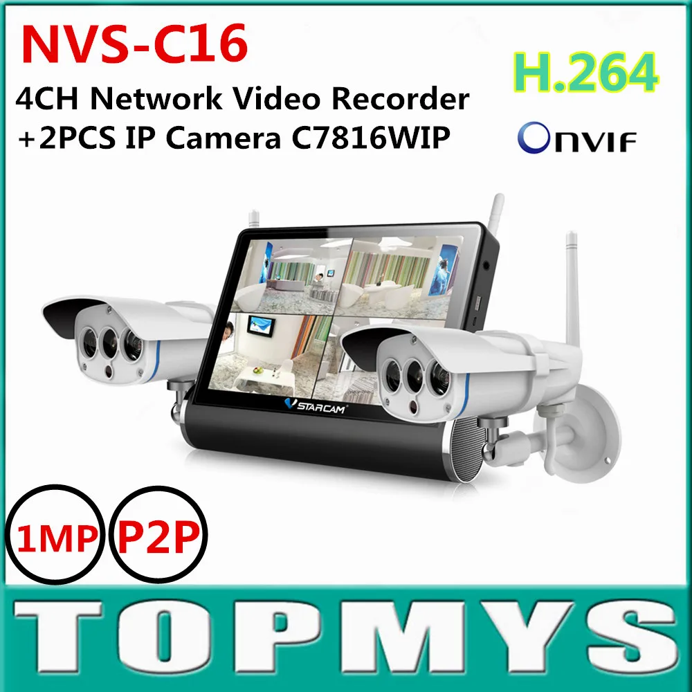  Vstarcam NVS-C16 720P HD wifi Network Video record with 2PCS C7816WIP 1.0MP H.264 IR Night vision CCTV IP Camera Baby monitor  