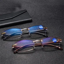 Роскошные бриллиантовые очки для чтения, удобные мужские очки для чтения с защитой от усталости, без оправы, очки для дальнозоркости+ 1+ 1,5 до+ 4,0