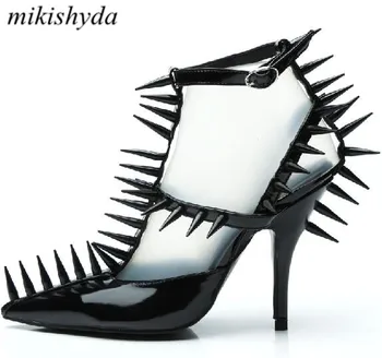 

2018 Women's Spring&autumn Shoes Stud High Heels Hihopgirls Sexy Black Dress Pumps For Ladies Mary Jane Rivet Sandal