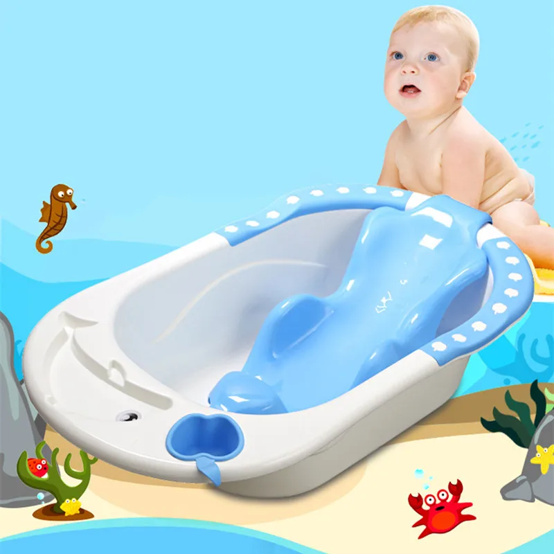 Baby Large Bathtub Be able to sit and lie down Apple Dolphin Children Sark With Water Scoop Bathing Frame with Strip Lying Plate