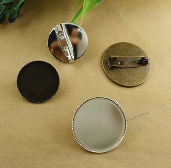 

10pcs/lot Diameter 20mm 25mm 30mm Brooch Cabochon Base Tray Blank Settings for Round Glass Cameos Diy Jewelry Making Findings