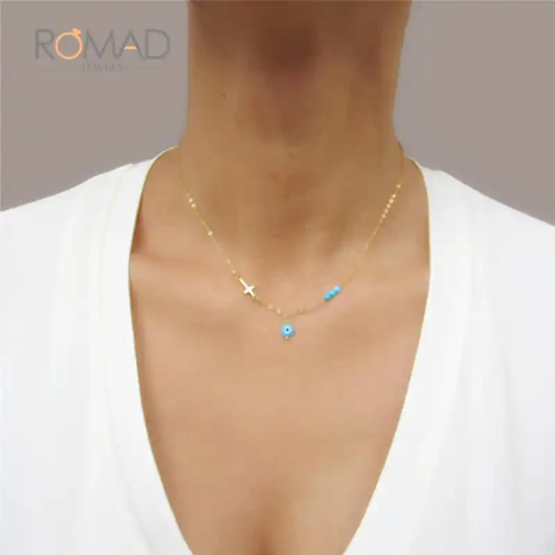Turkish Blue Crystal Evil Eye Pendant Necklace For Women Men Beads Blue Crystal Evil Eye Pendant Necklace