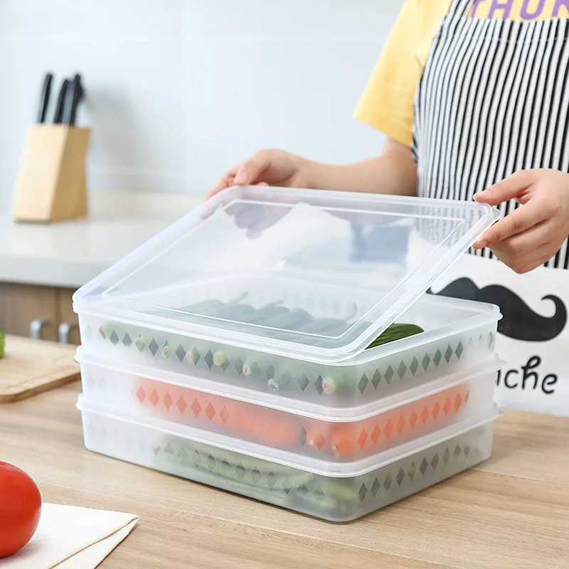Refrigerator Food Storage Box Square Plastic Single-layer Sealed Large Transparent Classification | Дом и сад