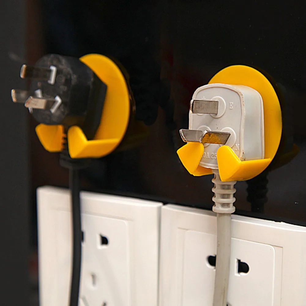 

* 4 Pcs Power Plug Socket Jack Hook Rack Holder Hanger Home Wall Decor Organizer wall hook suckers ganchos 0.837