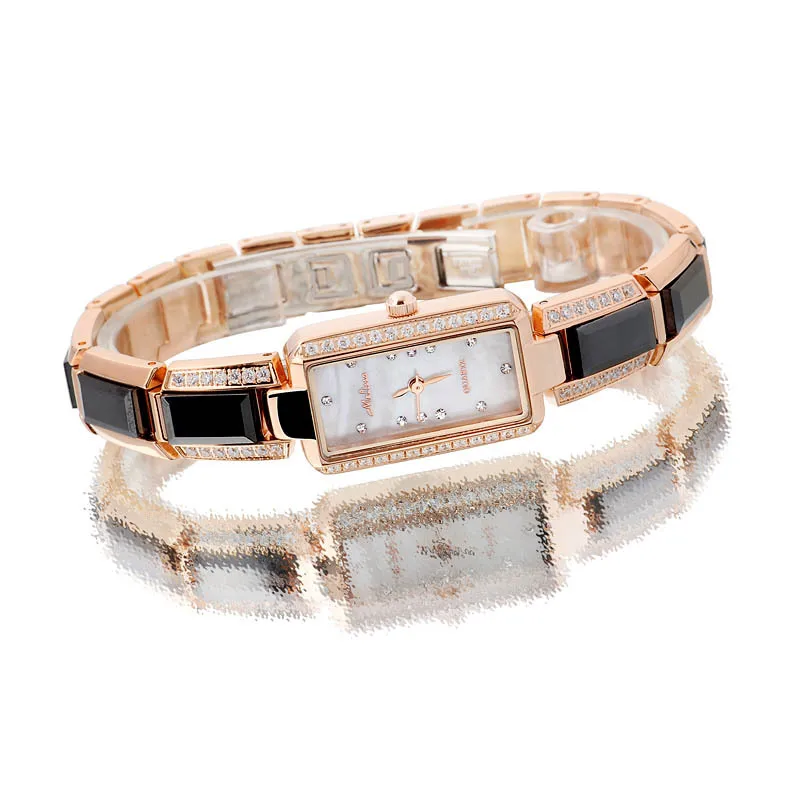 

Elegant Women Ceramic Bracelet Watches Mini MELISSA Crystals Dress Wrist watch Shell Analog Clock Quartz Relojes Montre femme