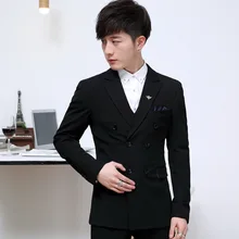 2017 Youth Wedding Suits Classic Three Piece Men Suit Terno Masculino Slim Solid Double Breasted Male Formal Business Suits Set
