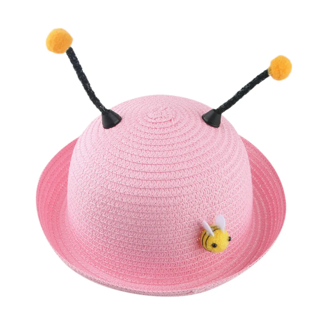 MUQGEW/Летняя Детская стереогарническая пляжная шляпа от солнца, соломенная шляпа, маленькая шляпа, шапка для мальчиков и девочек# EW - Цвет: Розовый