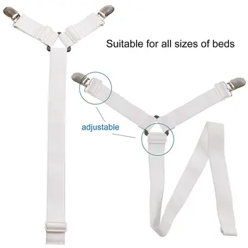 

1 Set Practical 6 Sides Elastic Sheet Bed Sheet Clips 3 Way Anti-slip Mattress-adjustable Fasteners