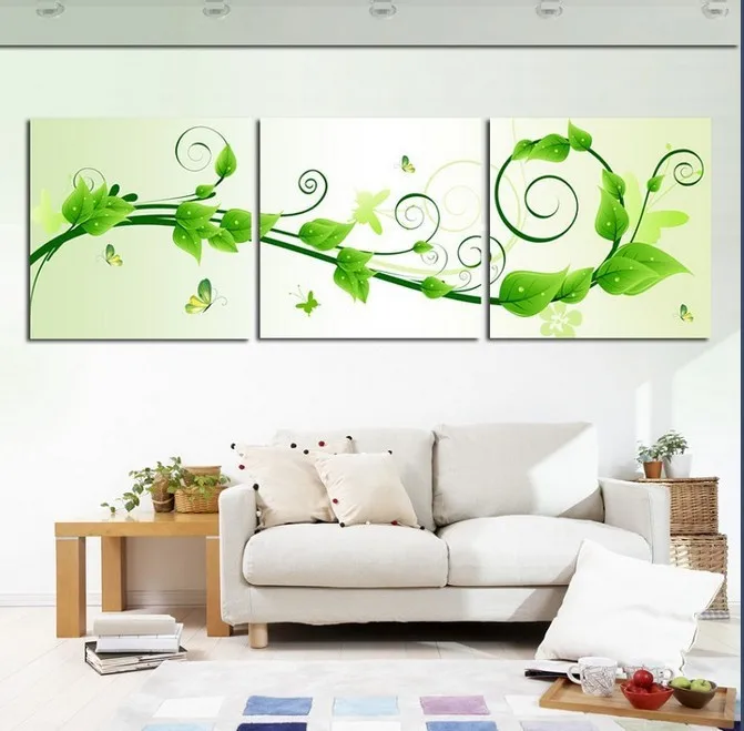 Abstract wall painting green tree canvas art green natural Home