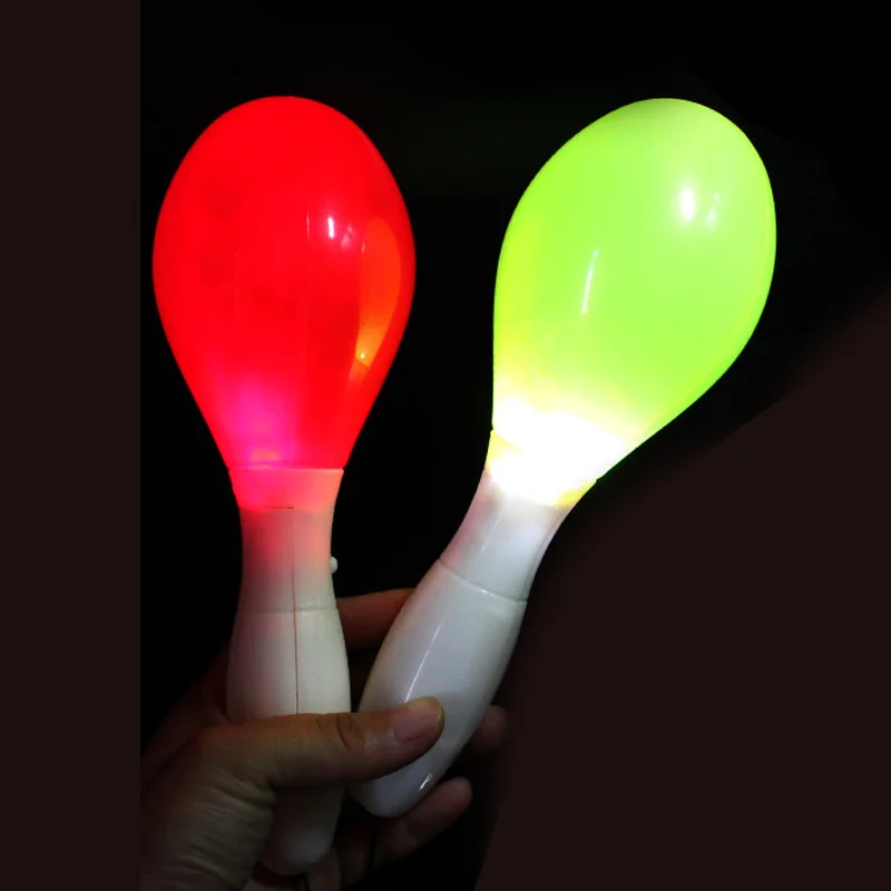 2X мигающий Многоцветный светодиодный maracas светящийся неоновый сенсорный maracas дрожащая игрушка