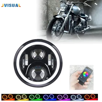 

7" RGB 60W Motorcycle LED Headlight Projector H4 H13 DRL 883 For Also Fit JeepWrangler JK TJ