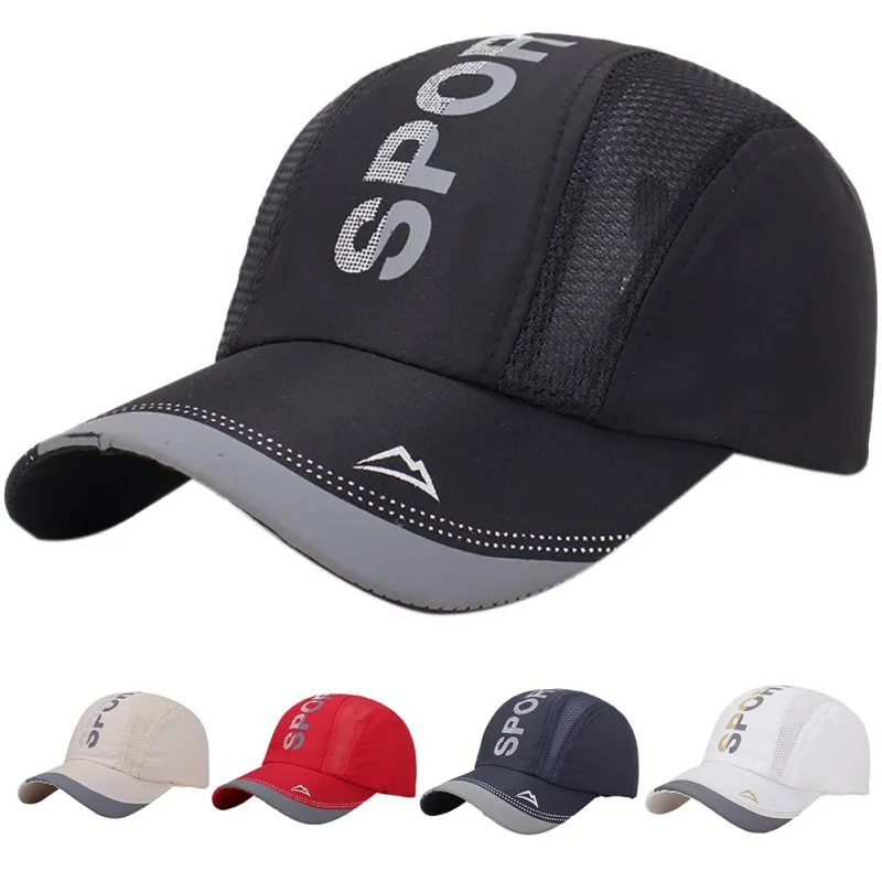 2018 New Men Fishing Caps Printed Letter Sport Cap Quick Dry Mesh