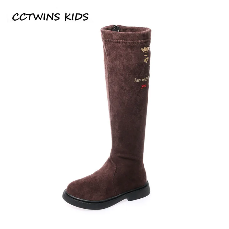 

CCTWINS KIDS 2018 Autumn Children Leather Suede Boot Baby Girl Fashion Over The Knee Boot Toddler Brand Black Shoe H058