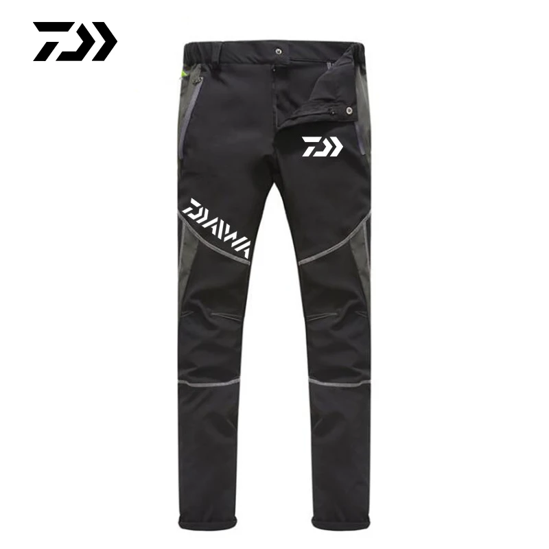 Daiwa летние ультра-тонкие рыболовные штаны для улицы дышащие спортивные быстросохнущие унисекс Лоскутные шелковые походные рыболовные брюки - Цвет: Black Gray