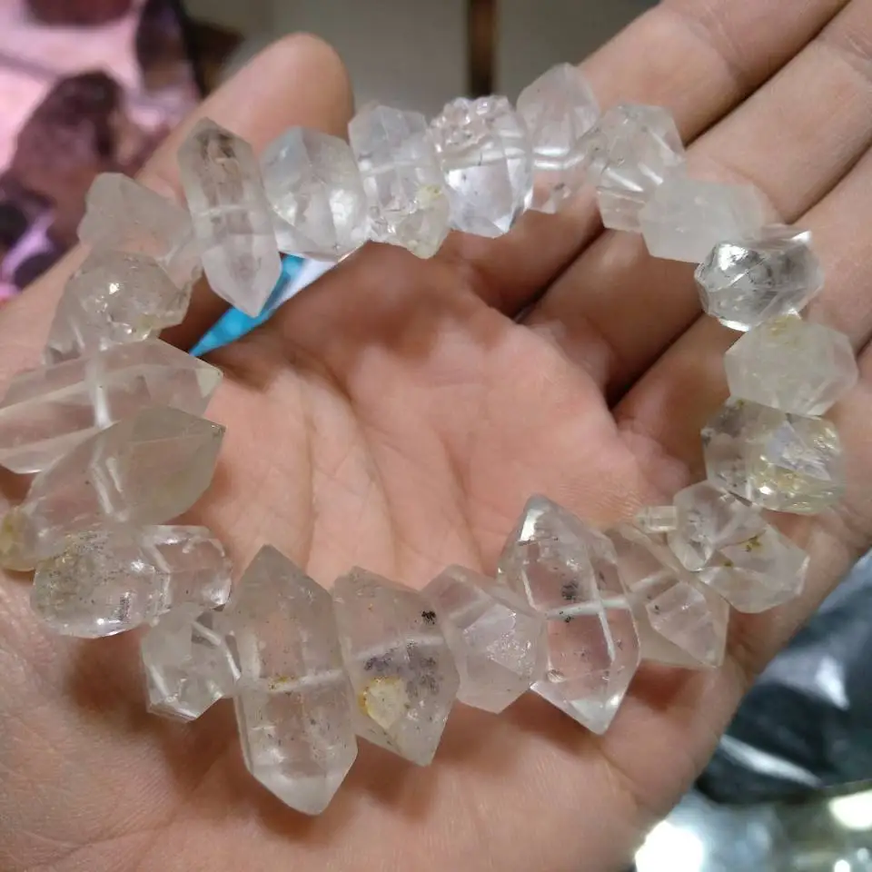 

1pcs rare natural stones and minerals herkimer diamond bracelet rough gem healing crystals clear quartz crystal bracelet