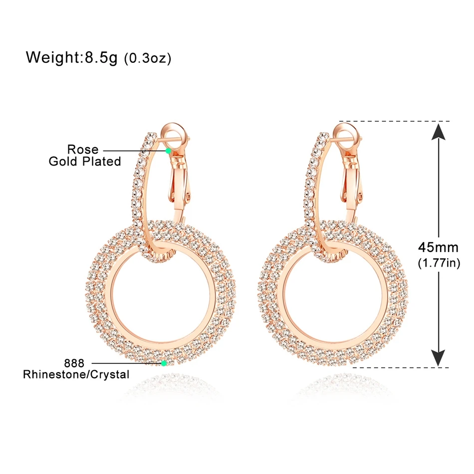 Mecresh, двойные круглые маленькие серьги-кольца, 888, стразы, серебро, золото, розовое золото, цветные серьги для женщин MEH1353