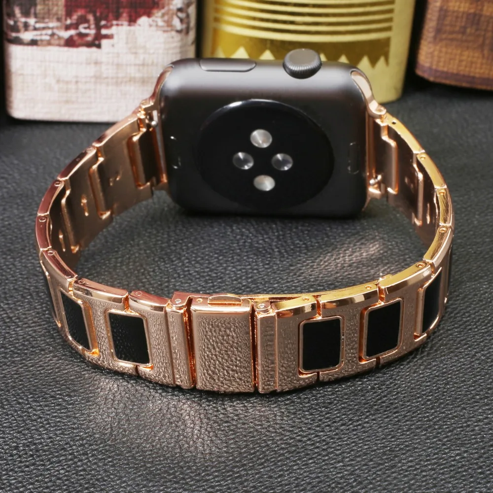 Steel Stainless With Ceramic Watchband For Apple Watch Bracelet 1 2 3 4 Series 40mm 44mm 38mm 42mm Band Popular Smart Strap