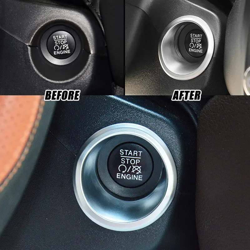 

BBQ@FUKA 1pc Car Engine Start Stop Button Ignition Switch Chrome Cover Trim For Jeep Renegade 2015-2018 Car Accessories Styling