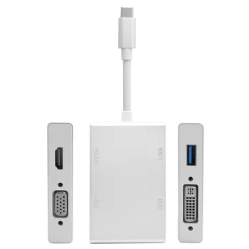 

10pcs/lot Cablecc USB-C USB 3.1 Type C to USB OTG & HDMI & DVI & VGA Combo Adapter for Laptop & Notebook