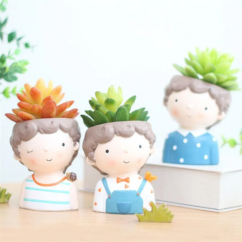 

Flone European Style Succulent Plants Planter Pot Flower Boy Plants Vase Mini Bonsai Plants Flower Pot Home Office Decor Craft