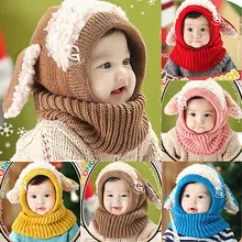 Baby Girls Boys Winter Warm Knitted font b Hat b font Hooded Scarf