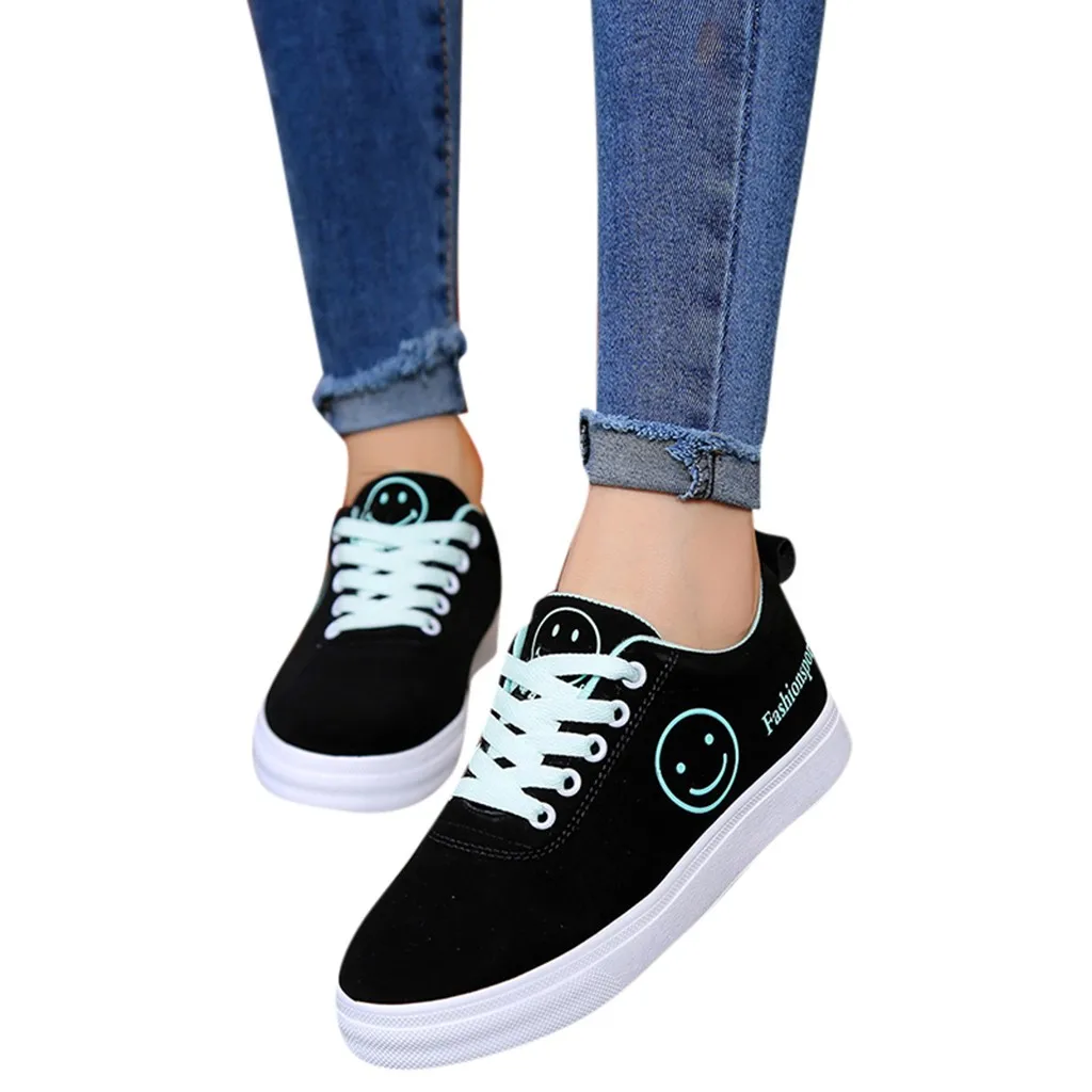 

YOUYEDIAN women shoes sneakers 2019 Fashion Letter Smile Flat Ankle Student Round Toe ladies Casual Shoes sapatilha feminina#G30