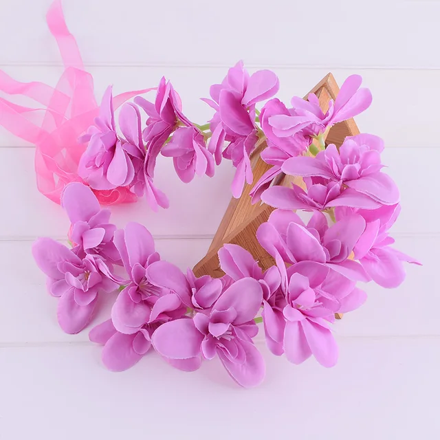 Wisteria Orchid Flower Crown Braided Headwrap Flower Crown Wedding