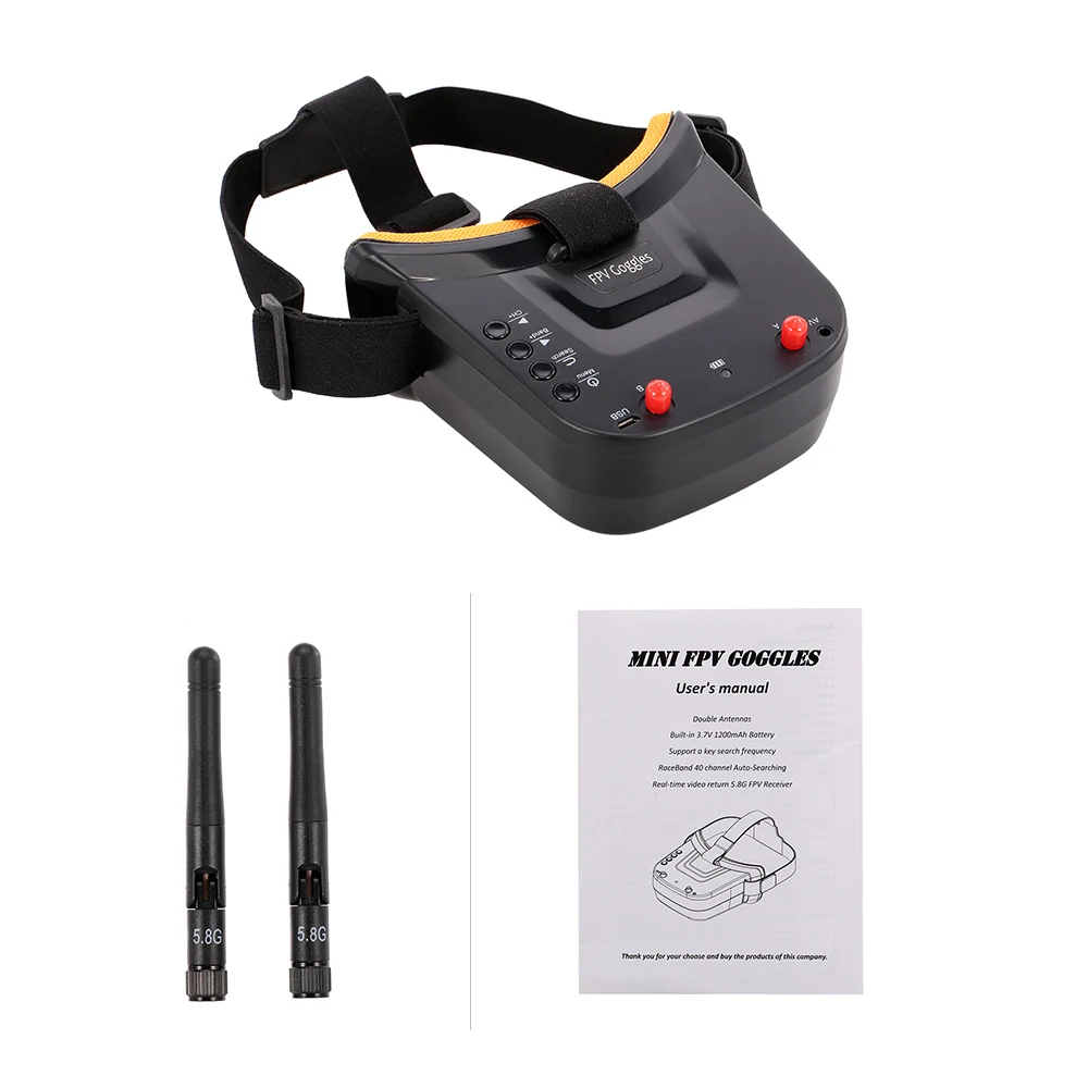 Мини FPV VR Goggles 3 дюйма 480*320 дисплей 5,8G 40CH автоматический поиск встроенный аккумулятор 3,7 V 1200mAh для FPV квадрокоптера дрона