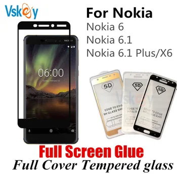 

VSKEY 10Pcs Full Screen Glue Tempered Glass For Nokia 6.1 Plus Screen Protector Nokia X6 Full Cover Anti-Scratch Protective Film