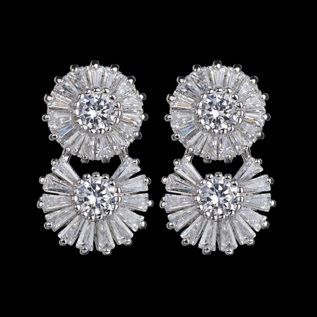 ЦИРКОНИЕВЫЕ инкрустированные серьги двойные круглые серьги солнцезащитные циркониевые серьги с цветочным мотивом