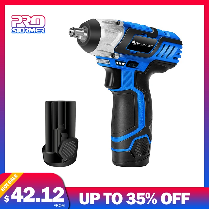 

Prostormer rechargeable Electric wrench 12V 3/8" Lithium Battery Cordless Wrench 2400RPM Home Repair PowerTool
