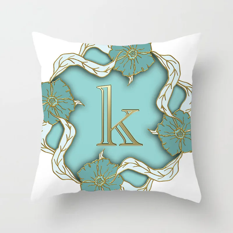 26 Alphabet Gold Letter Pillow Cover